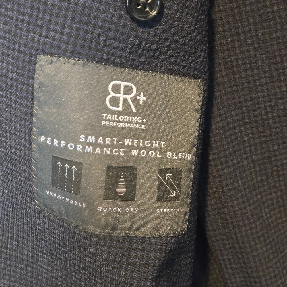 Banana Republic Blazer Mens 38R Blue Slim Fit Performance Wool Seersucker Check - Picture 9 of 12